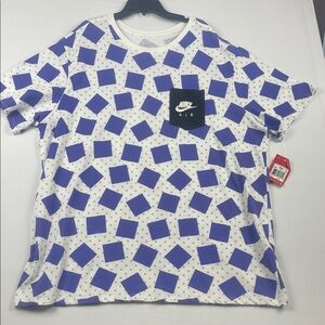 Nike Air Men's White and Blue Graphic Tee